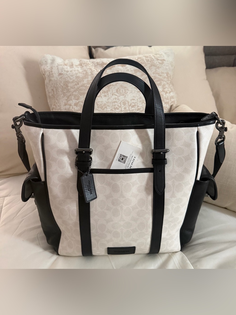 [b1M-7] Coach Sprint Tote Color Block White Black [aa0]